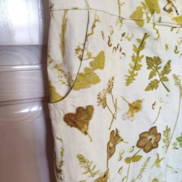 INC International Concepts Denim Column Dress w/Pockets Pale Yellow Floral Sz 14 - Picture 10 of 12